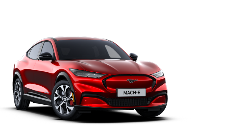 Ford Mustang Mach E Modelfoto Schuinvoorkant Rood